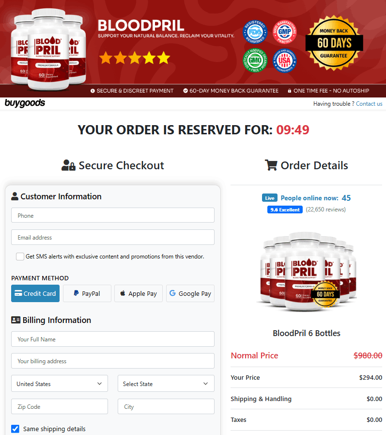 bloodpril order form